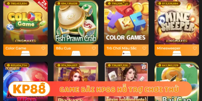 Game bài KP88 hỗ trợ chơi thử